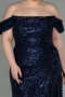 Robe Grande Taille Longue Squameuse Bleu Marine ABU2973