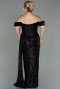 Robe Grande Taille Longue Squameuse Noir ABU2973