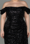Robe Grande Taille Longue Squameuse Noir ABU2973