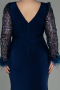 Robe de Soirée Grande Taille Longue Bleu Marine ABU2976