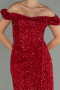 Robe de Soirée Longue Squameuse Rouge ABU2987