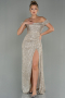 Robe de Soirée Longue Squameuse Vison ABU2987