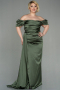 Robe De Soirée Grande Taille Satin Longue Kaki ABU1626