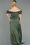 Robe De Soirée Grande Taille Satin Longue Kaki ABU1626
