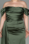 Robe De Soirée Grande Taille Satin Longue Kaki ABU1626