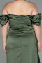 Robe De Soirée Grande Taille Satin Longue Kaki ABU1626