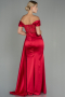 Robe De Soirée Satin Longue Rouge ABU2374
