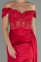Robe De Soirée Satin Longue Rouge ABU2374