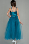 Robe de Soirée Enfants Longue Vert Pétrole ABU3032