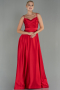 Robe de Soirée Longue Satin Rouge ABU1601