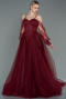 Robe De Fiançailles Grande Taille Longue Rouge Bordeaux ABU3822