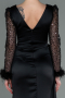 Robe de Soirée Longue Satin Noir ABU3080