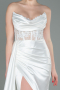 Robe De Soirée Satin Longue Blanc ABU6141