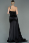 Robe de Soirée Longue Satin Noir ABU3091