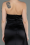 Robe de Soirée Longue Satin Noir ABU3091