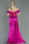 Robe De Soirée Satin Longue Fushia ABU6140