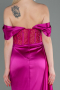 Robe De Soirée Satin Longue Fushia ABU6140