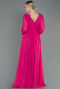 Robe De Soirée Mousseline Longue Fushia ABU1702