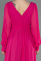 Robe De Soirée Mousseline Longue Fushia ABU1702