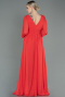 Robe De Soirée Mousseline Longue Orange ABU1702