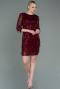 Robe De Soirée Courte Rouge Bordeaux ABK1599