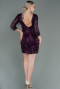 Robe De Soirée Courte Prune ABK1599