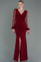 Robe De Soirée Longue Rouge Bordeaux ABU3008