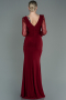 Robe De Soirée Longue Rouge Bordeaux ABU3008