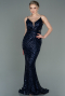 Robe Queue de Poisson Longue Bleu Marine ABU892