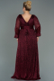Robe de Soirée Grande Taille Longue Rouge Bordeaux ABU3154
