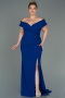 Robe de Soirée Grande Taille Longue Bleu Saxe ABU3172