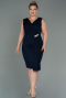 Robe de Soirée Grande Taille Midi Bleu Marine ABK1752