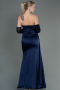 Robe de Soirée Longue Satin Bleu Marine ABU3175