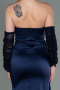 Robe de Soirée Longue Satin Bleu Marine ABU3175