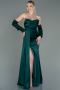 Robe de Soirée Longue Satin Émeraude ABU3175