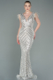 Robe De Soirée Longue Beige ABU881
