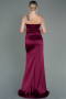 Robe de Soirée Longue Satin Prune ABU3198