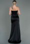 Robe de Soirée Longue Satin Noir ABU3198