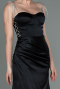 Robe de Soirée Longue Satin Noir ABU3198