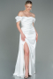 Robe de Fiançaille Satin Longue Blanc ABU1606