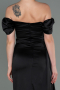 Robe De Fiançaille Satin Longue Noir ABU1606