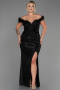 Robe de Soirée Grande Taille Longue Squameuse Noir ABU3193