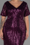 Robe De Soirée Grande Taille Courte Prune ABK686