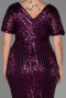 Robe De Soirée Grande Taille Courte Prune ABK686