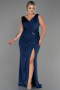 Robe Grande Taille Longue Bleu Marine ABU2931