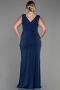 Robe Grande Taille Longue Bleu Marine ABU2931