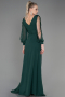 Robe de Soirée Longue Mousseline Émeraude ABU3220