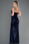 Tenue de Soirée Longue Squameuse Bleu Marine ABU3246