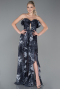 Robe De Soirée Longue Noir-Anthracite ABU3086