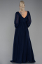 Robe de Soirée Longue Mousseline Bleu Marine ABU3243
